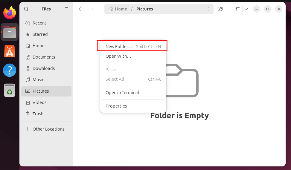 Make new folder ubuntu